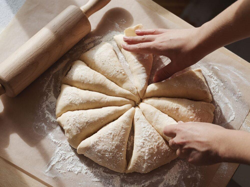 ciasto na desce kuchennej