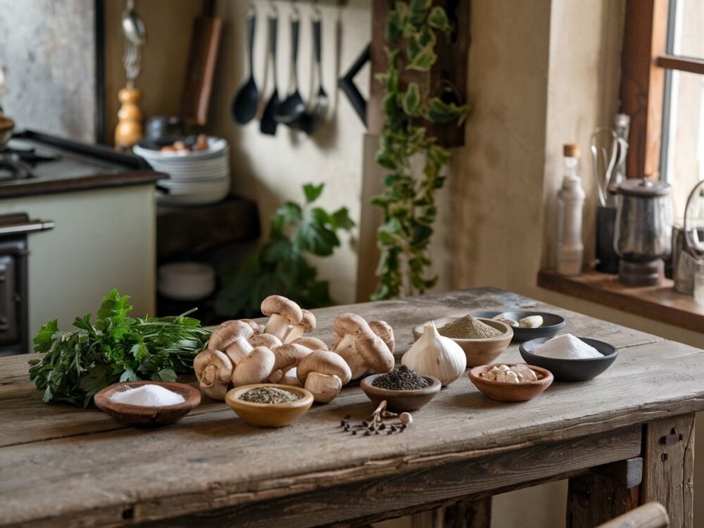 grzyby z czosnkiem i pieprzem