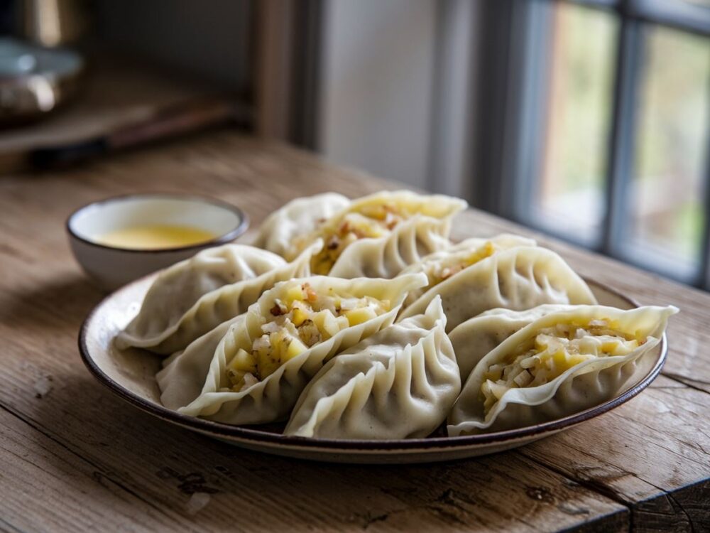 kluski na parze na talerzu