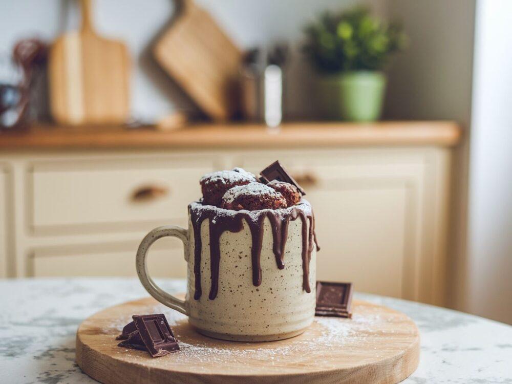 kubek z ciastem czekoladowym