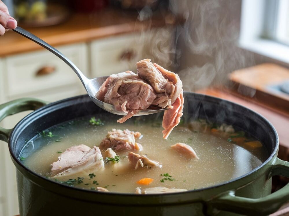 mięso wyjmowane z rosołu