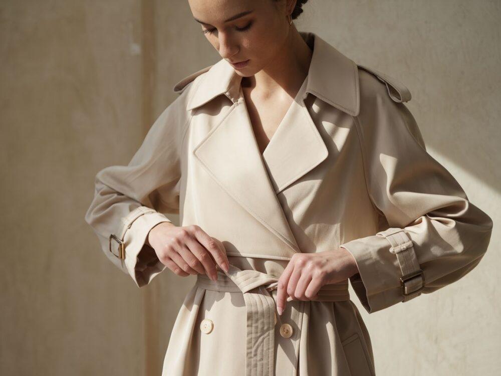 modne wiązanie płaszcza