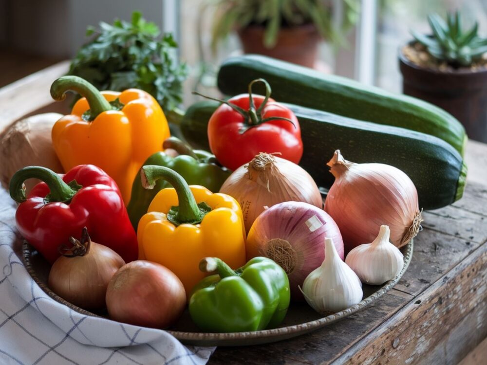 papryka i pomidory na stole