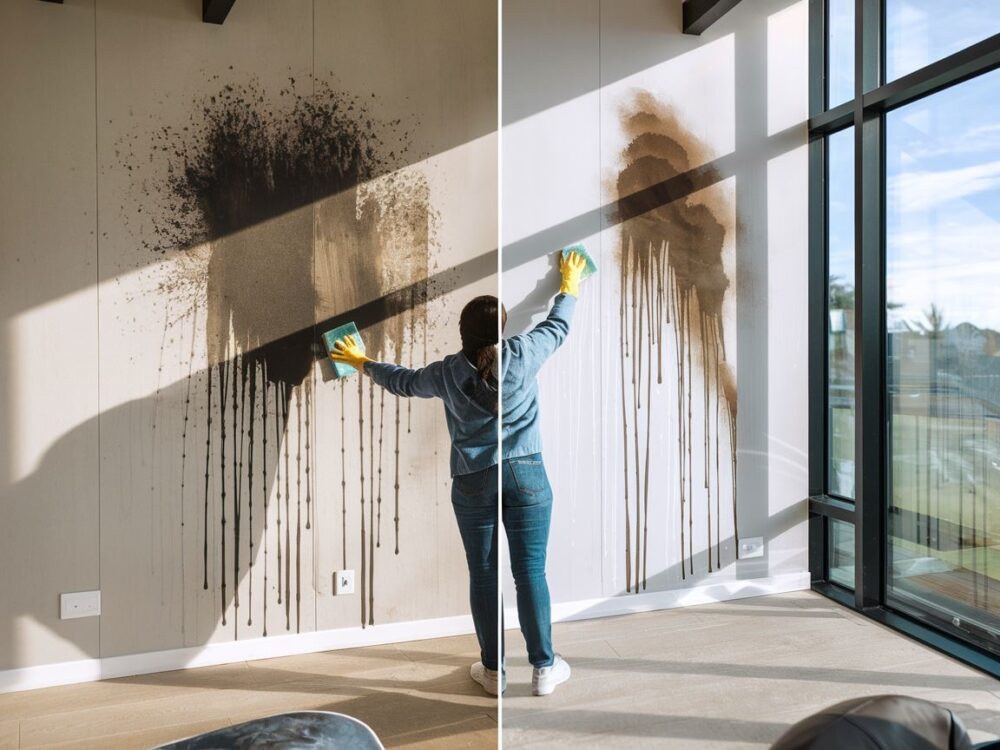 plamy sadzy na ścianie