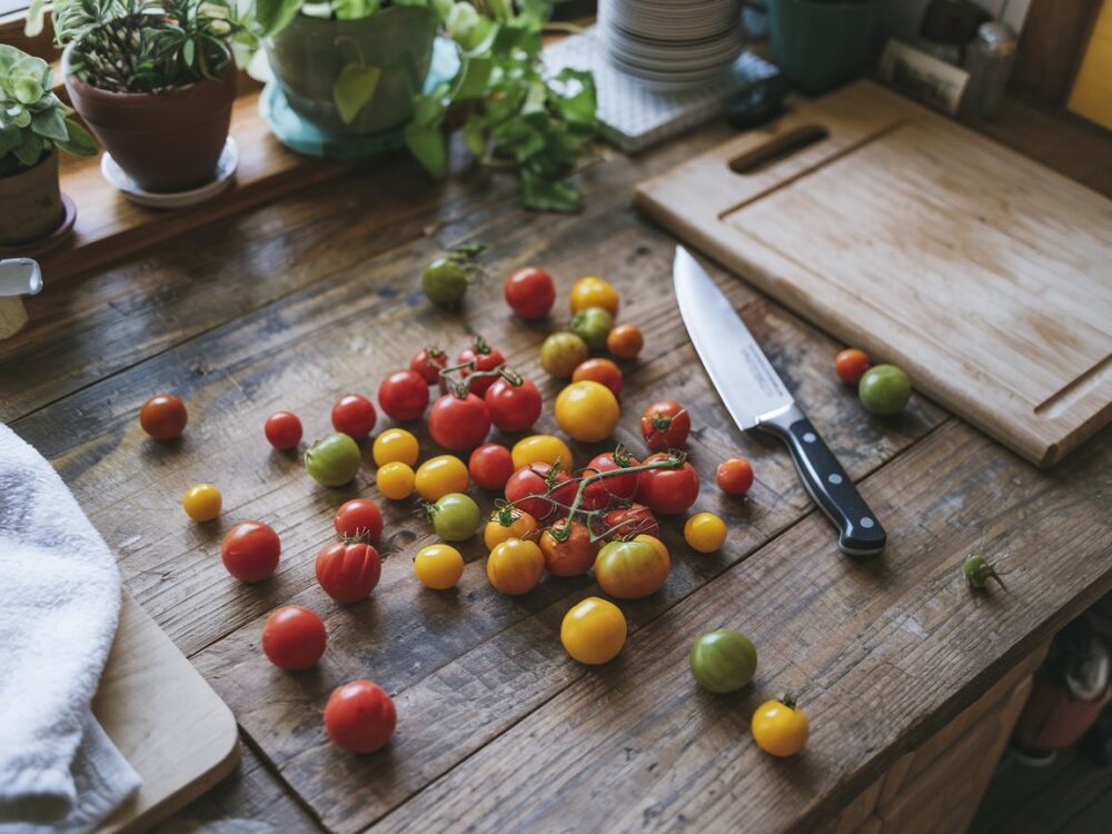 pomidory koktajlowe na stole