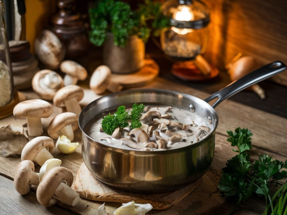 sos grzybowy z mrożonych grzybów