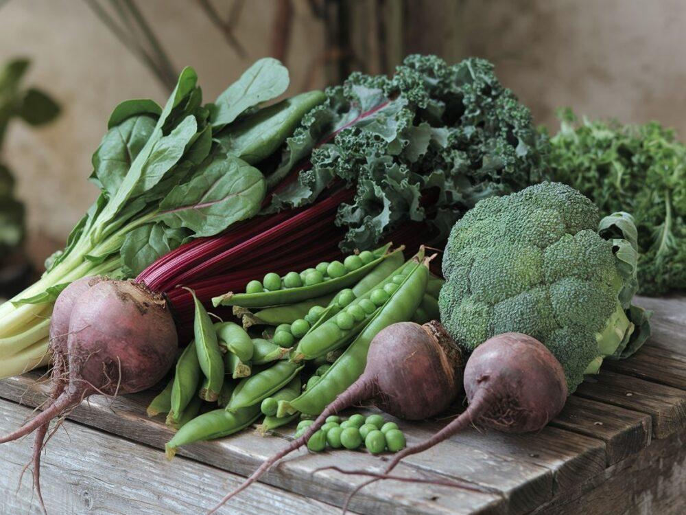 świeży szpinak i brokuły