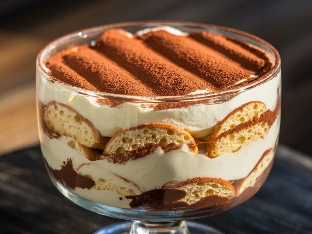 warstwy tiramisu z kakao