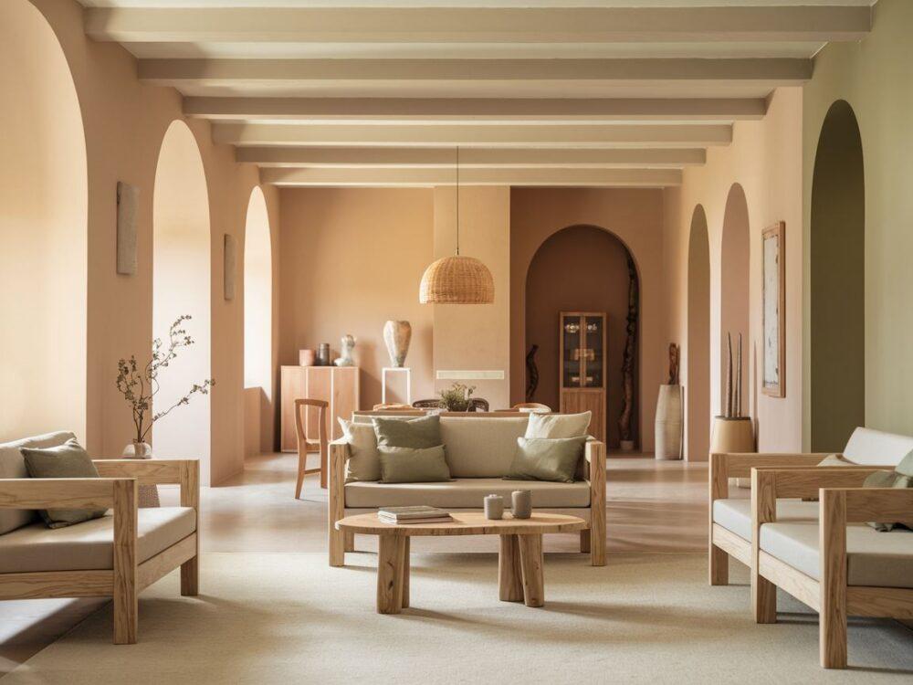 zielone ściany do mebli dębowych