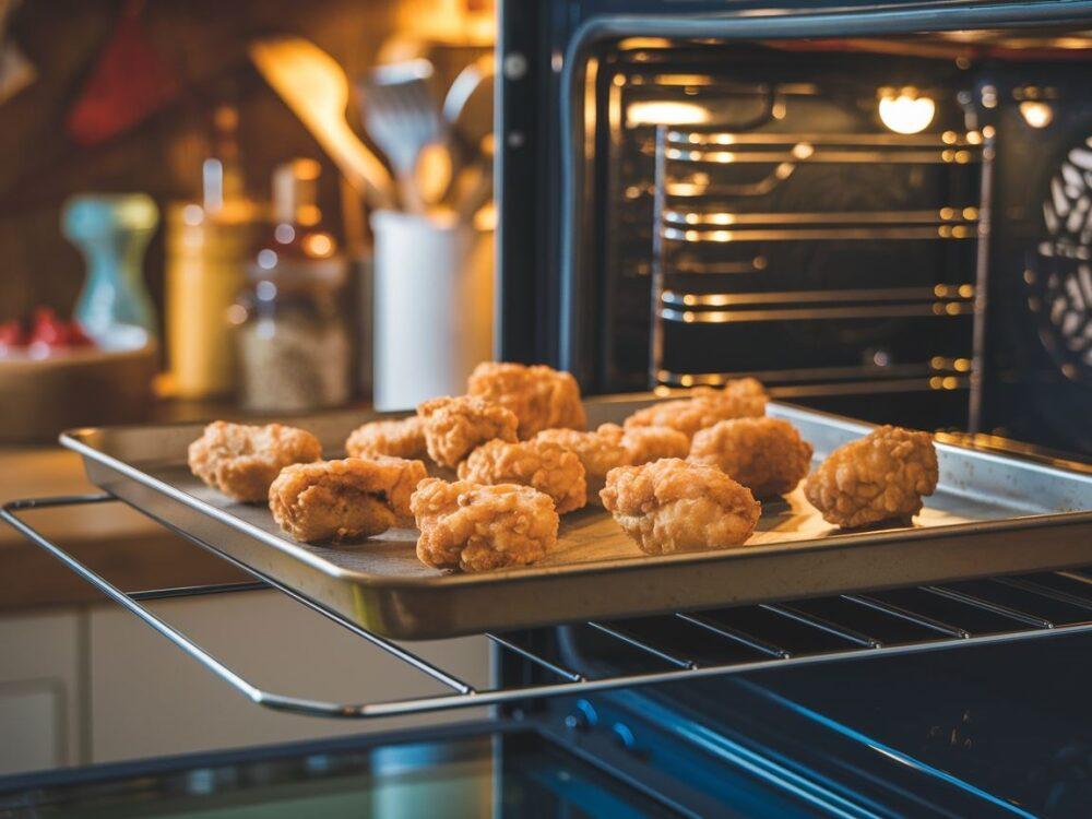 złociste nuggetsy na blasze